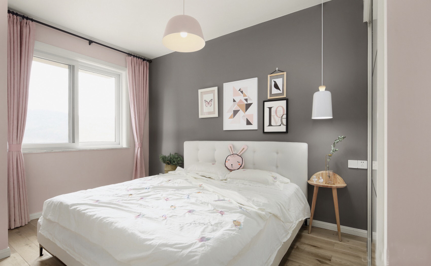 90㎡简约北欧，全屋蓝灰主色调，色彩多变，朋友：有点小清新