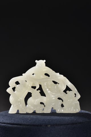 |清 和田玉 五子登科 雕件