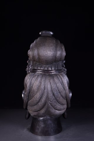 紫檀|回流：老紫檀木雕观音头像。