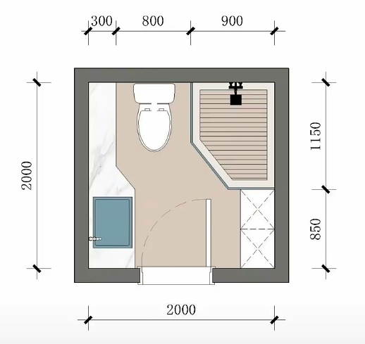 4平米的卫生间,一样能做干湿分离。