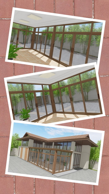 沥青瓦顶阳光房设计方案效果图S1946