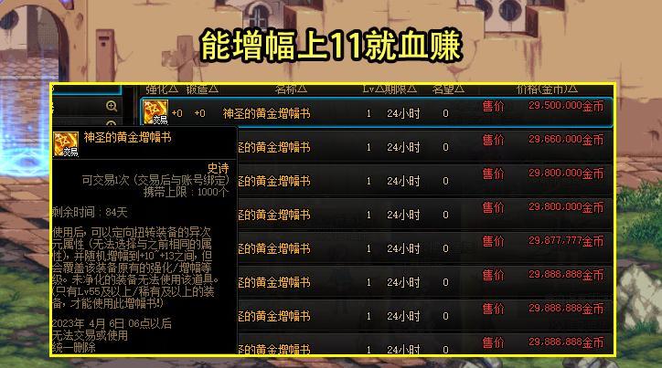 DNF:新春礼包道具首日价格汇总!白金徽章4000W,透明套仅1E出头