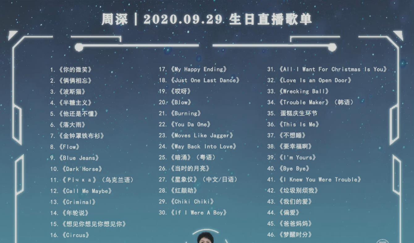 周深|周深的歌单有多广？只能说，没有周深不会唱的歌！