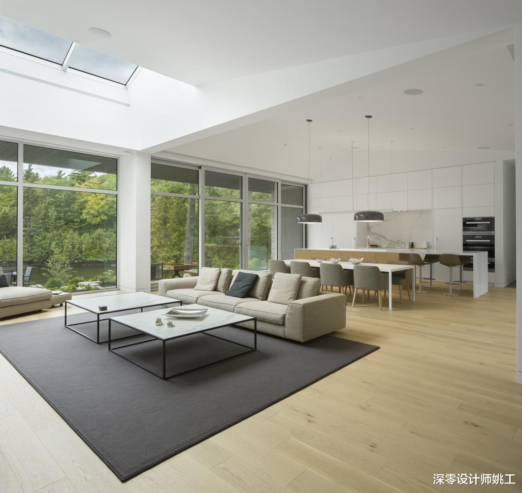 257㎡白色和原木结合，简单配色看着比夏天还清爽！客餐厨打通超宽敞