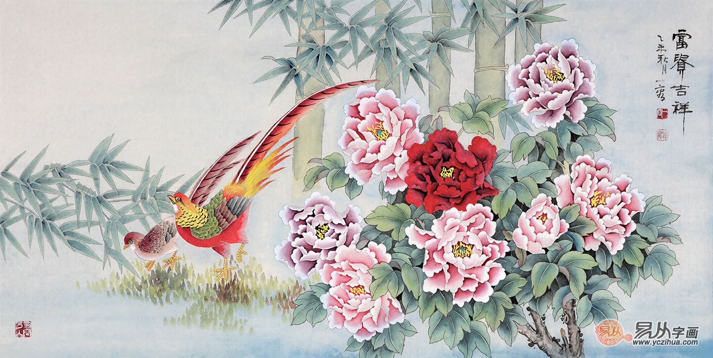 国画牡丹挂客厅装饰 提升家居品位和艺术氛围