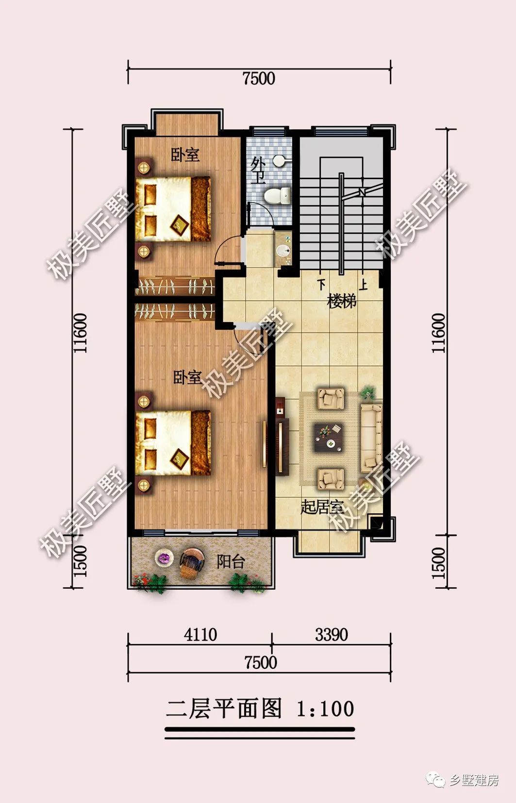 7.5X11.6米小开间喜欢中式这样建,简洁又大气