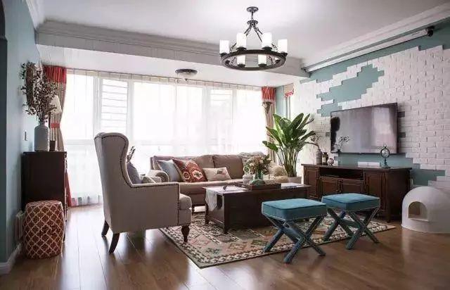 用文化砖当背景墙，可以打造出一种年轻独特的现代艺术质感