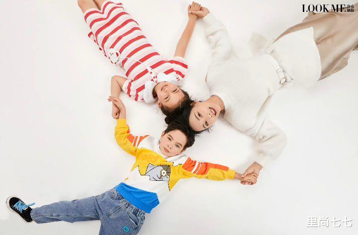 马雅舒|马雅舒罕带俩娃拍大片,一对儿女五官混血感强,儿子挺翘鼻太像爸