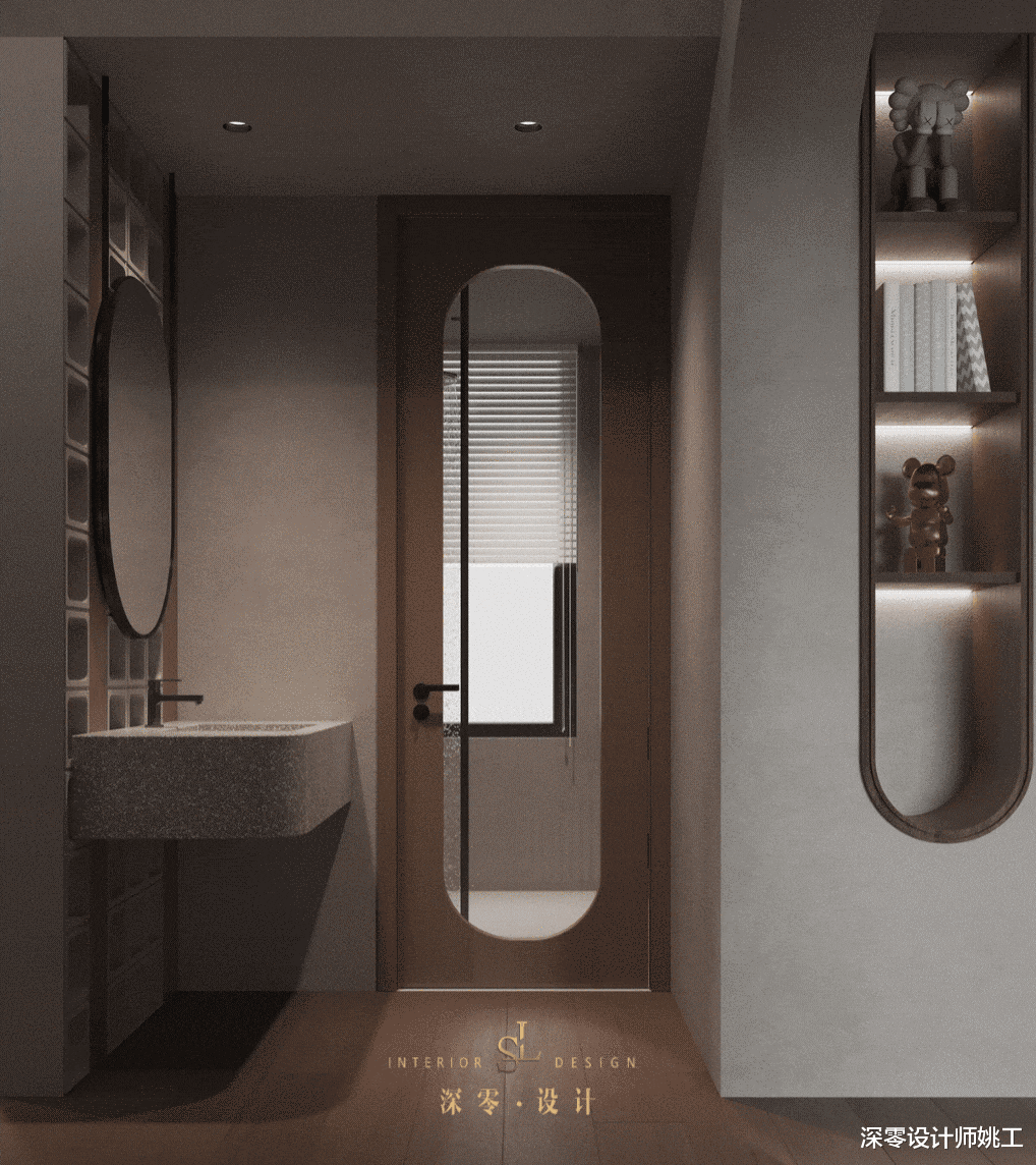 看这套190㎡侘寂风复式,木质地板+水泥灰,营造出优雅高级的环境