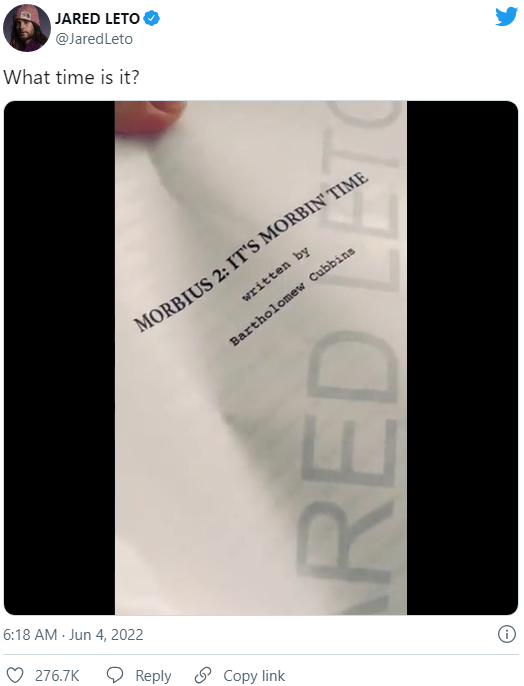 莫比亚斯|梗太火了，烂番茄17%的《莫比亚斯》又被索尼拿来重映