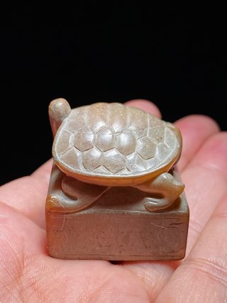 和田玉籽料|明以前 和田玉籽料 白玉 凤鸟纹 龟钮印章 玉印