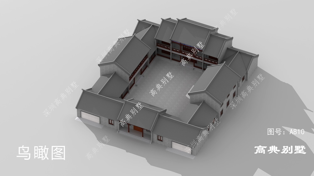 双车库的四合院，国风的潮流趋势，两层设计空间更大