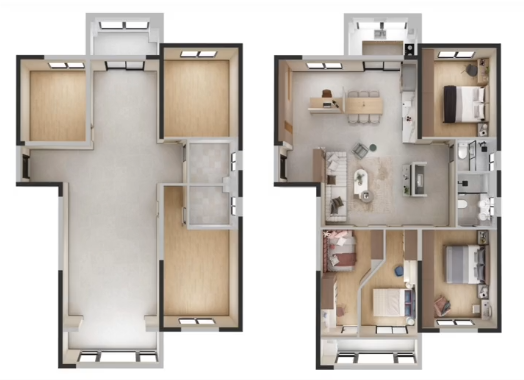 户型改造,如何三居改四居。