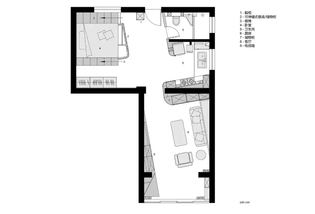 48㎡小户型公寓大改造，旋转10°的设计引起了质变！
