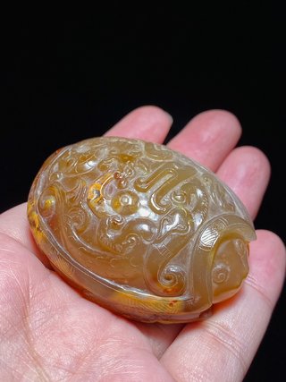 翡翠|清 玛瑙 龙龟 把件 纸镇