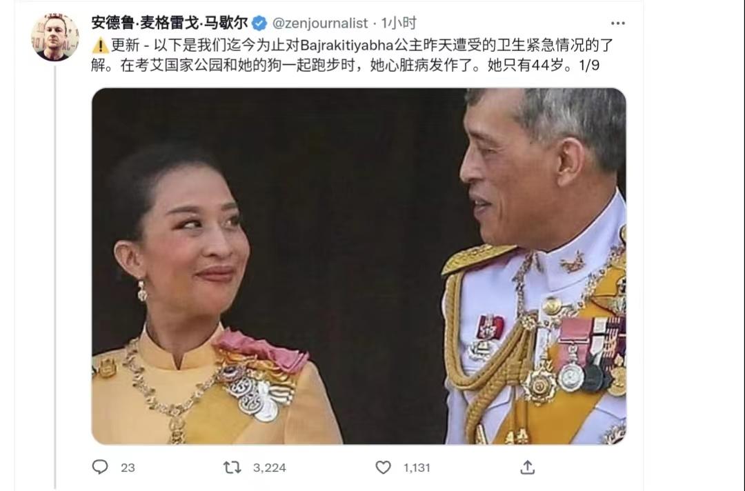 泰国王室传来噩耗，帕差公主突发心脏病，情况不容乐观！