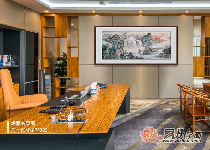 山水画|办公室壁画 山水佳作带给你十足品位