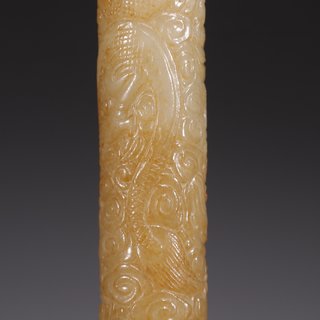 和田玉籽料|旧藏·和田玉籽料祥云龙纹勒子