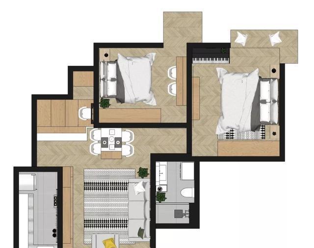 75㎡紧凑两居装修,花3万做全屋定制,小户型收纳也不愁!