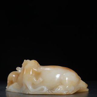 银币|旧藏 和田玉籽料 多子多福 摆件