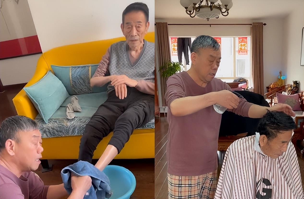 杨少华 90岁杨少华罕见现身美发店!白头发染成黑色,皮肤松弛牙齿缺一颗