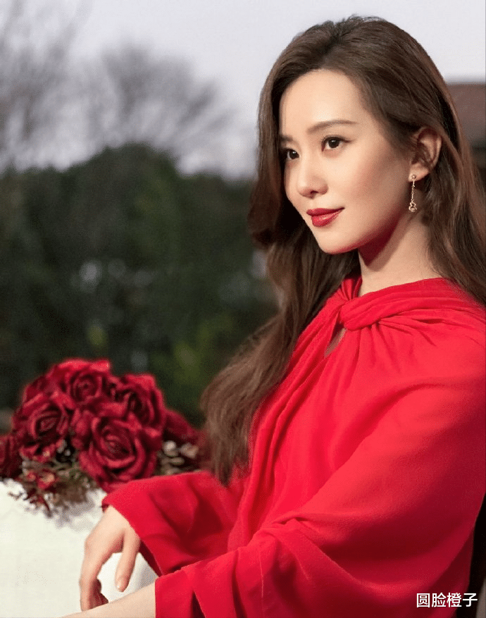 刘诗诗|刘诗诗穿红裙画红唇太美了,侧脸五官立体精致,长发披肩尽显优雅
