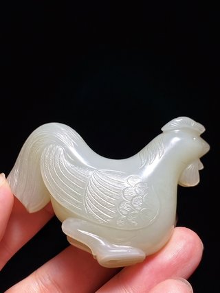 |清乾隆 和田玉籽料 白玉 玉鸡 挂件 把件