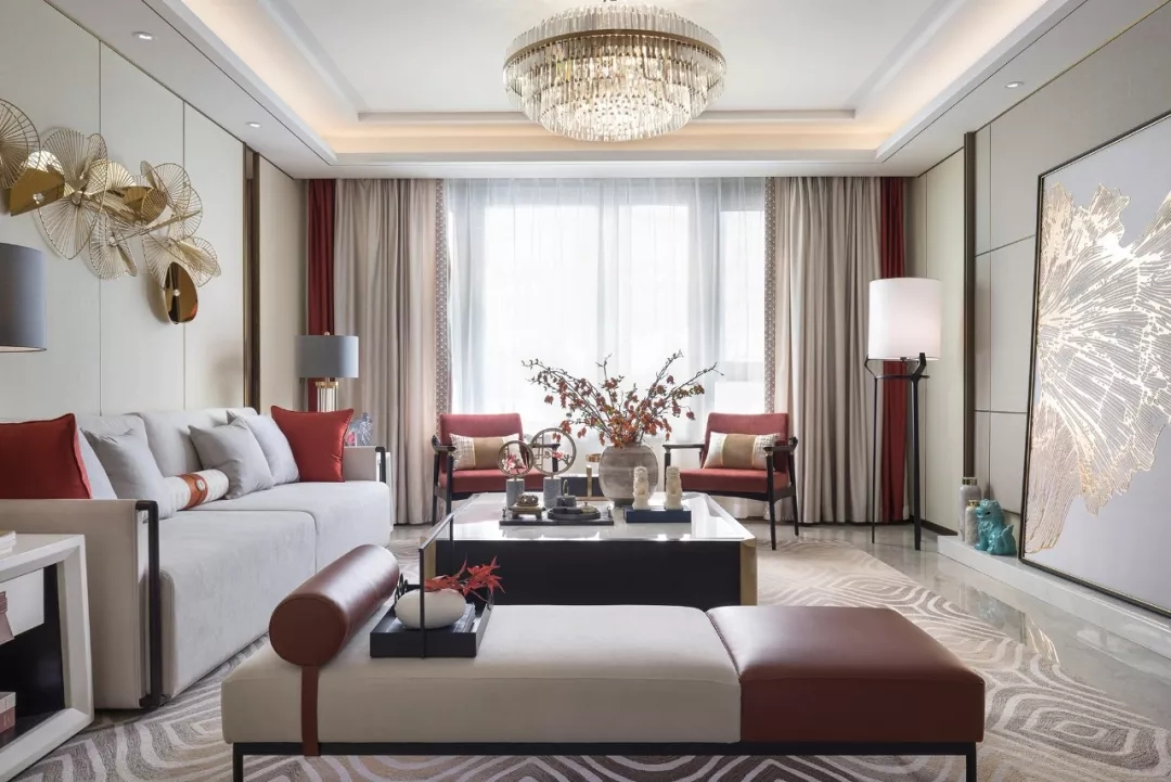 162平中式四居室，以暖柿调糅合端庄雅正的金色这样居然很温馨