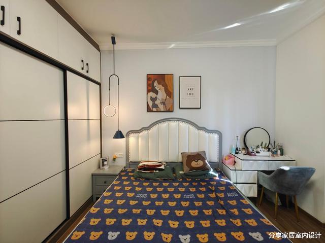 110平三代同堂幸福之家，儿童房布置高低床，网红款电视墙很喜欢