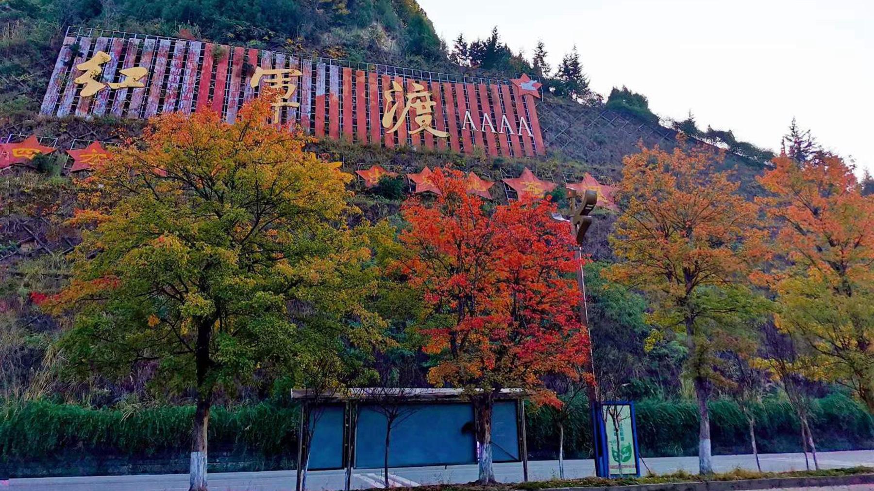 绿野仙踪|超美，深秋时节的小城红叶满街，红军渡一下就有了秋天的样子！