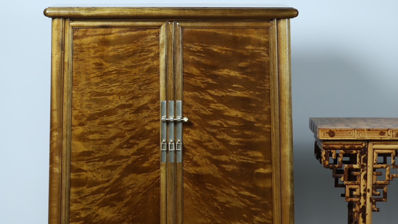 金丝楠|小叶桢楠，满水波纹，金丝楠圆角柜