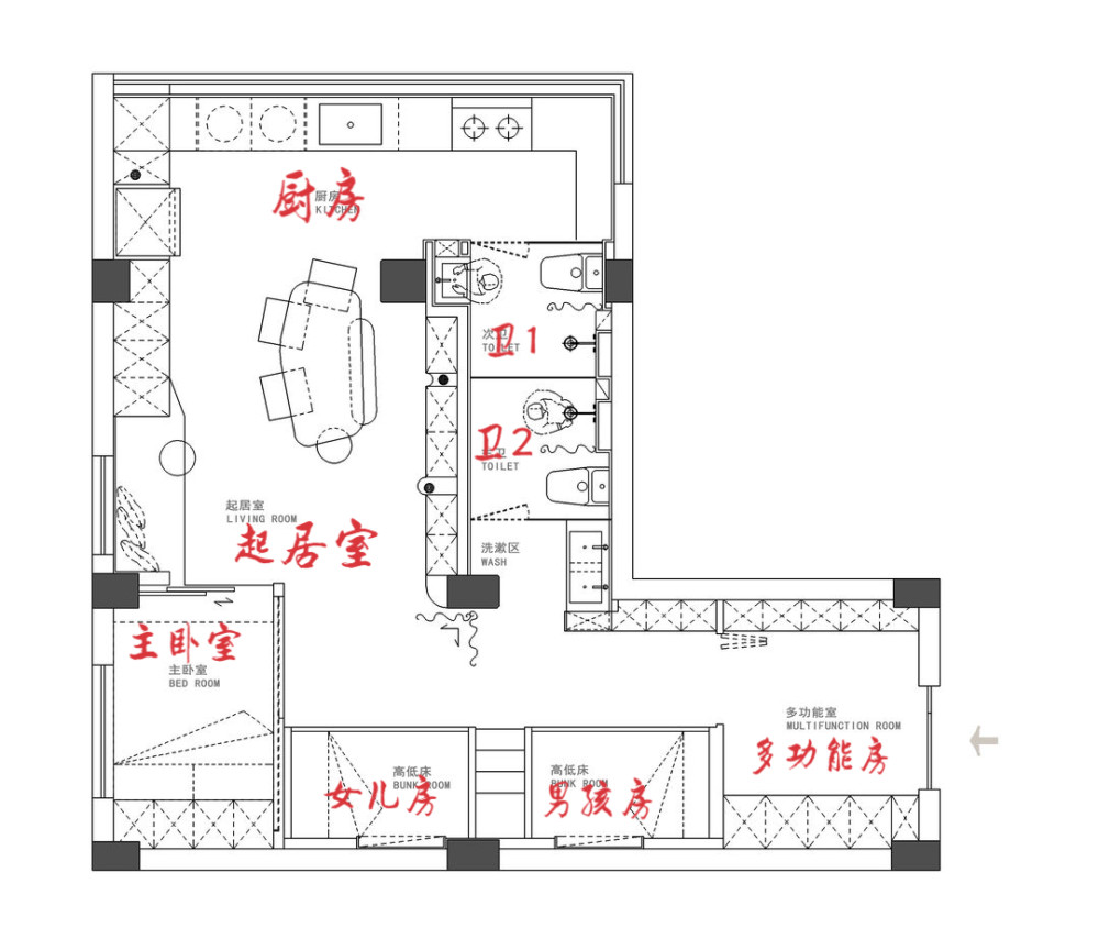 佩服！她把仅55㎡的家重新改造，有“4室”两卫，老破小逆袭成功