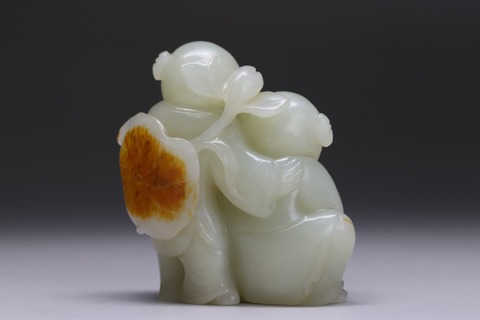 和田玉籽料|和田玉籽料“枣红皮 和合二仙”.