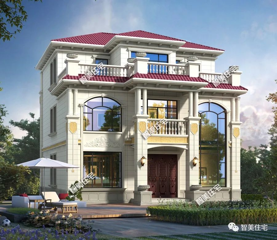 建在浙江农村的简欧别墅第一栋厨房单独放第二栋外观十分漂亮