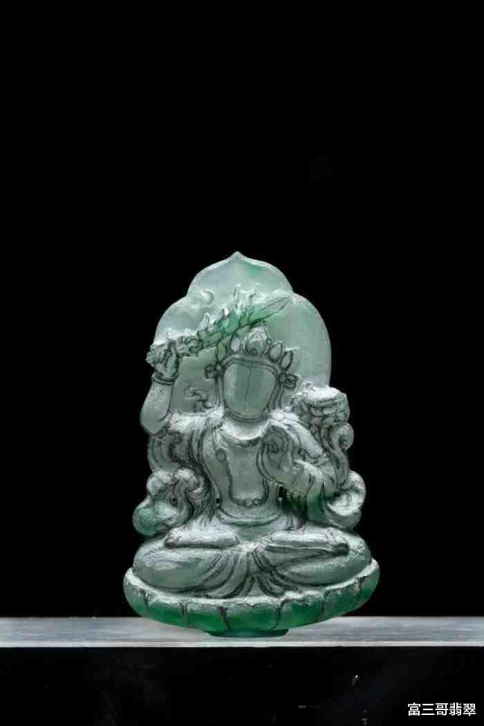 玉雕|玉赏 ▏加龙翡翠玉雕艺术创作——《文殊菩萨》