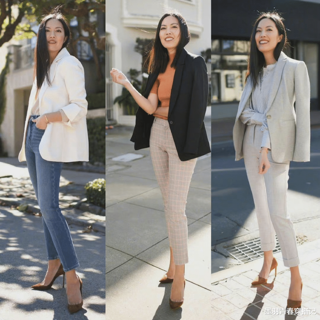 西装|她是我见过西装穿得最优雅大气的博主，干练又有气场
