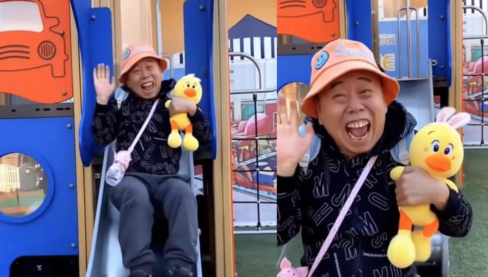 潘长江|潘长江打扮似儿童，行为怪异幼稚玩滑梯引争议，网友：假酒喝多了