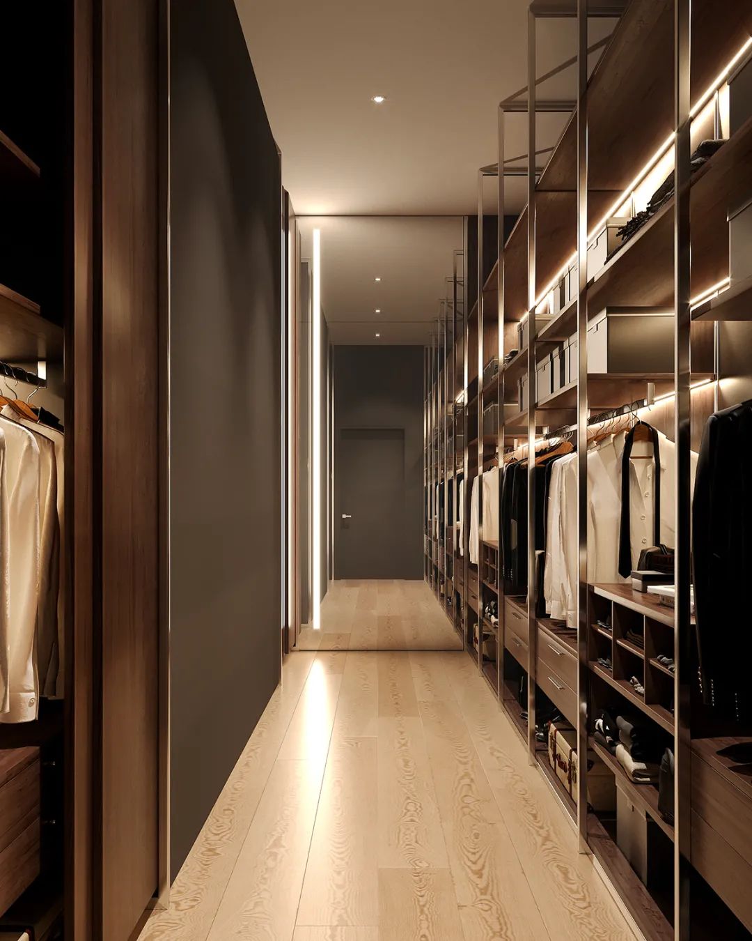 步入式衣帽间,一“墙”两用,精致又有序