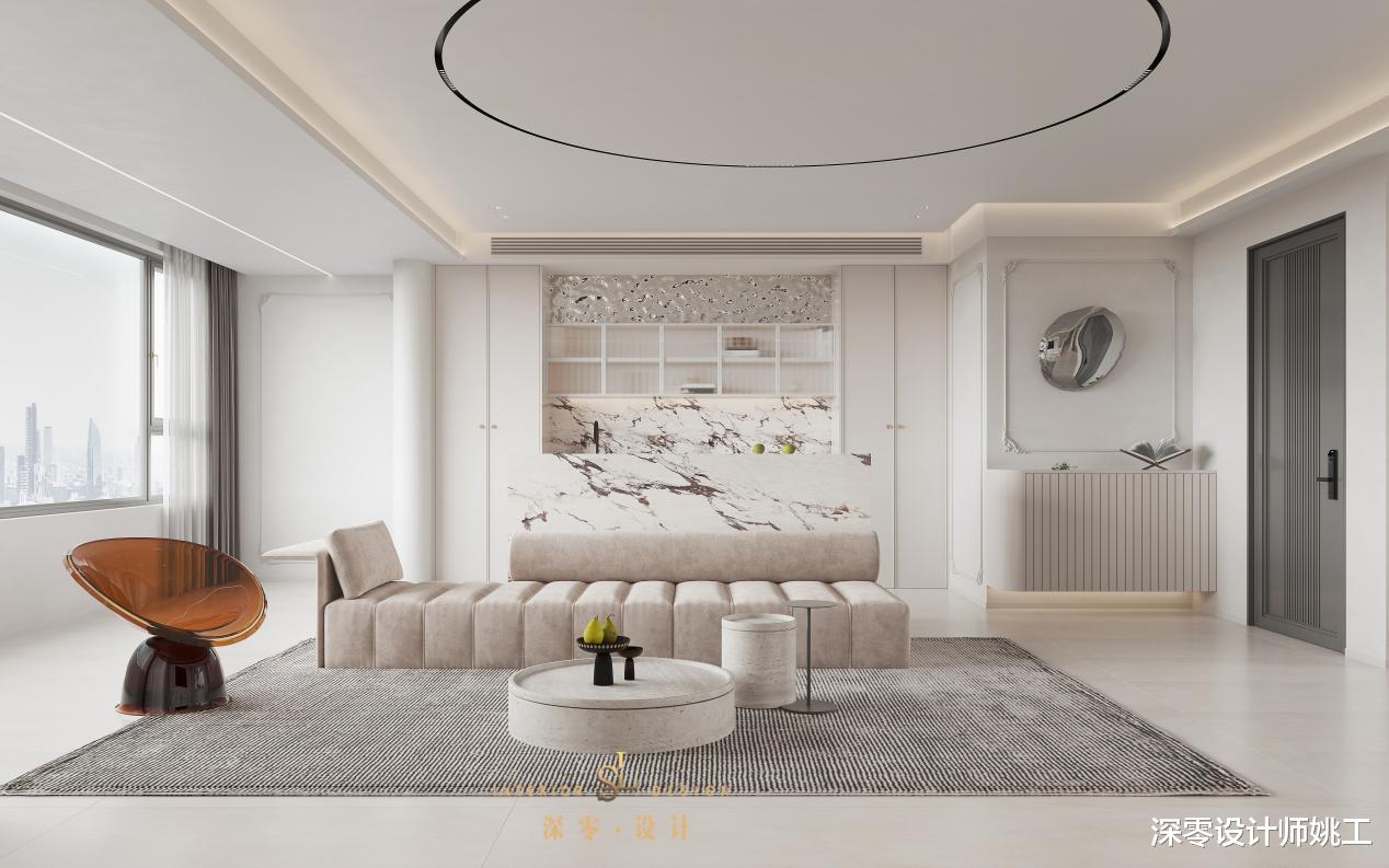 合肥-融创玖樟台150㎡三室,用岩板和线条把控细节,不浮夸不张扬