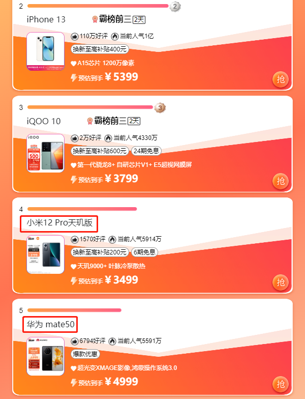 |没有对比没有伤害！华为Mate 50排名出炉，国产智能手表持续发力