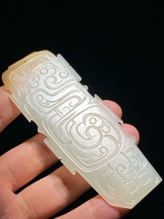 和田玉籽料|明以前 熟坑 和田玉籽料 白玉 神人 凤纹珮