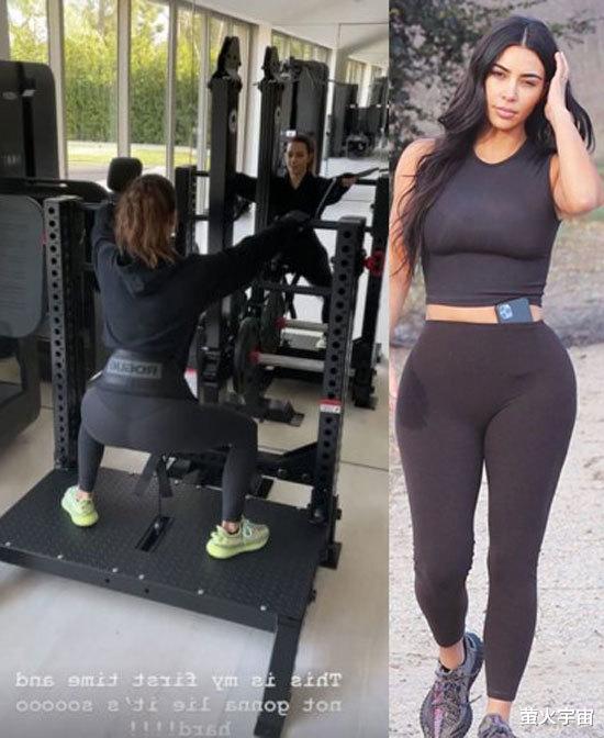 金·卡戴珊|41岁金·卡戴珊健身房打卡，粉衣减龄背影别致，罕见没穿“椰子”