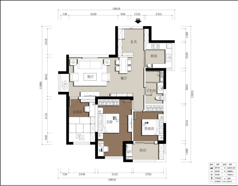 126平米美式风格三居室,预算13万,点击看效果图!-英伦壹品装修