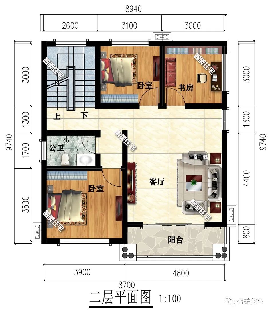 8.9×9.7米,小尺寸设计的两层半别墅,颜好造价低说的就是它