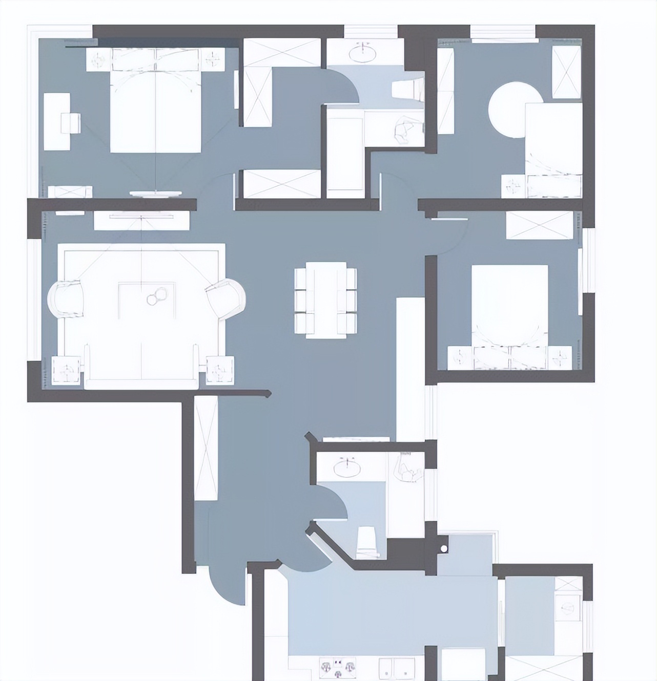 120㎡美式风格装修,撞色的设计冲击力十足!