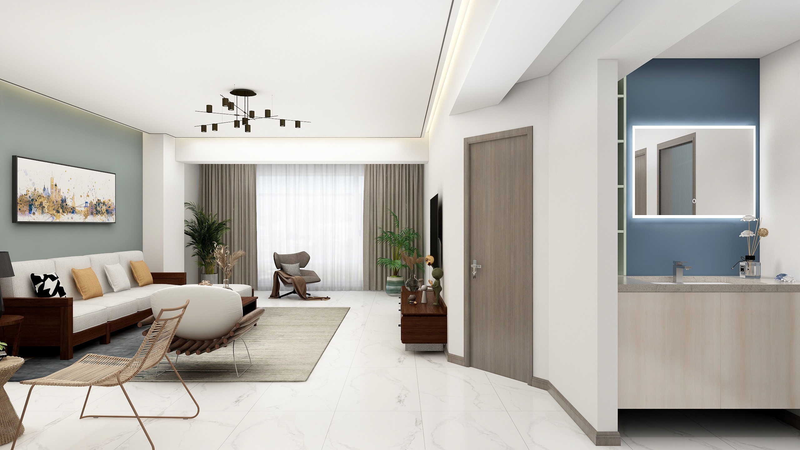 兰州城市人家金色家园160平米现代风格