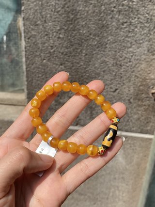 蜜蜡|欧洲回流古董蜜蜡天珠手串