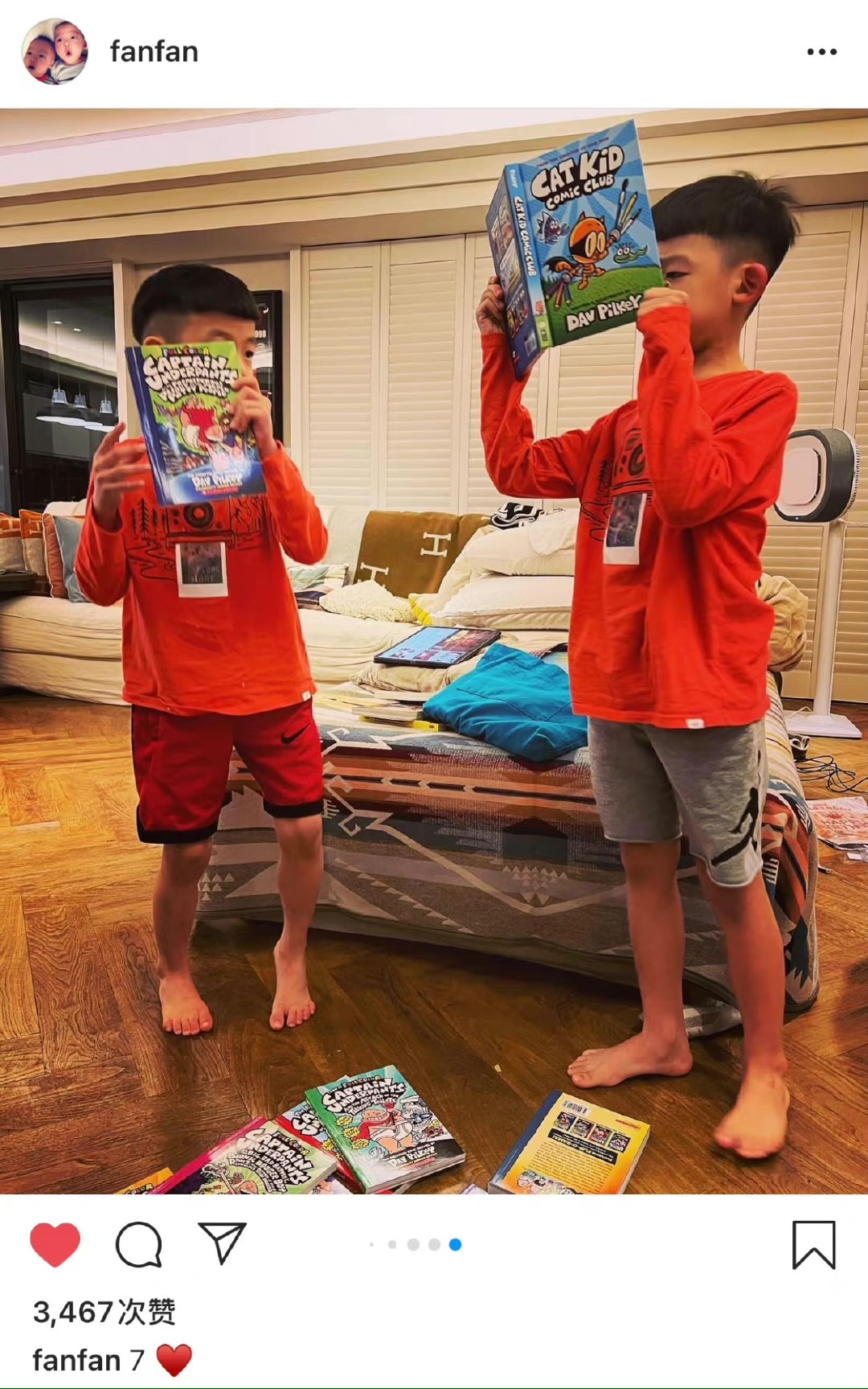 ive|范玮琪庆祝双胞胎儿子7岁生日，飞飞翔翔光着脚丫玩耍，长相英俊