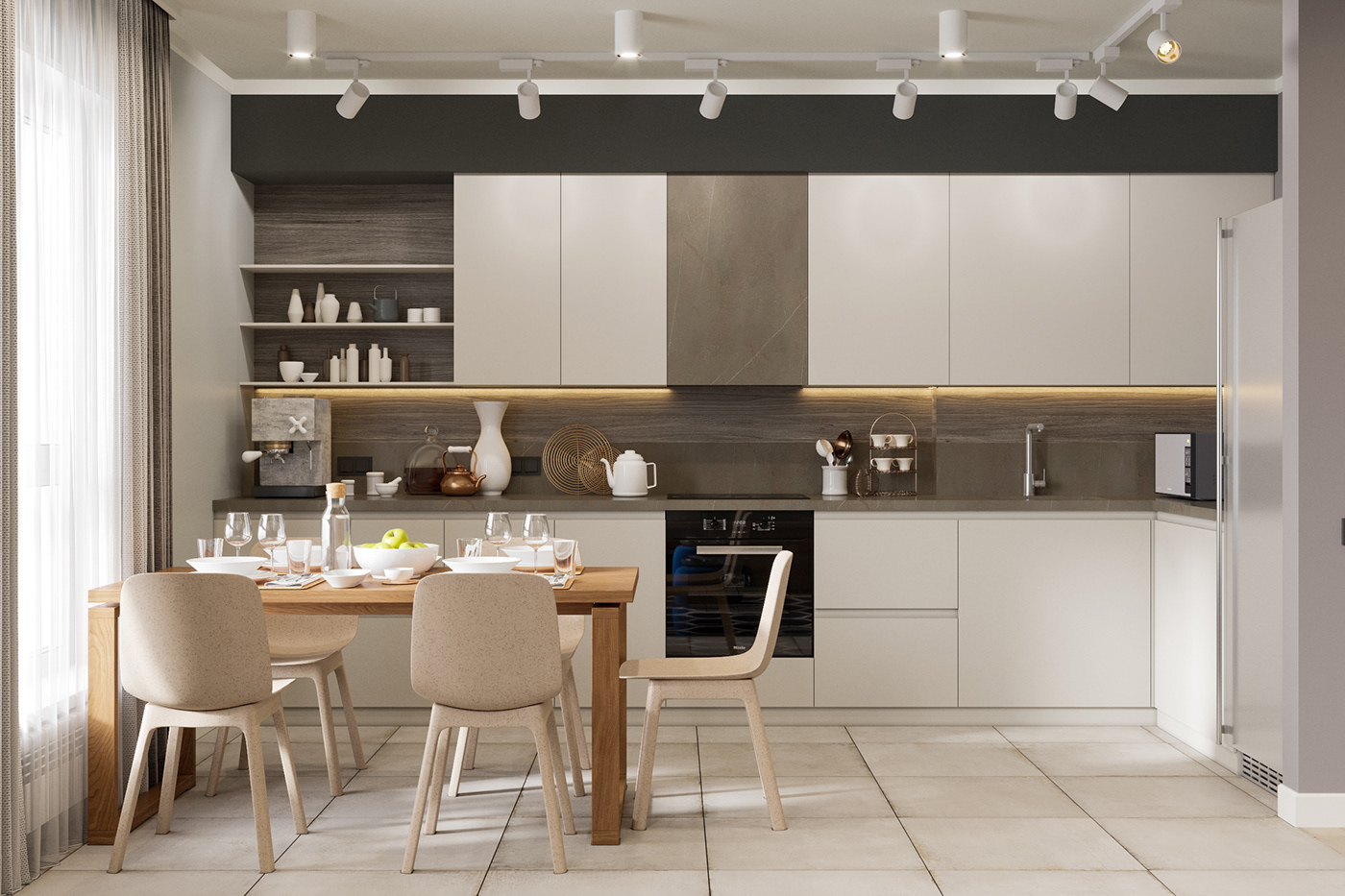 开放式的新房，客厅、餐厅以及厨房的设计，女设计师太优秀了