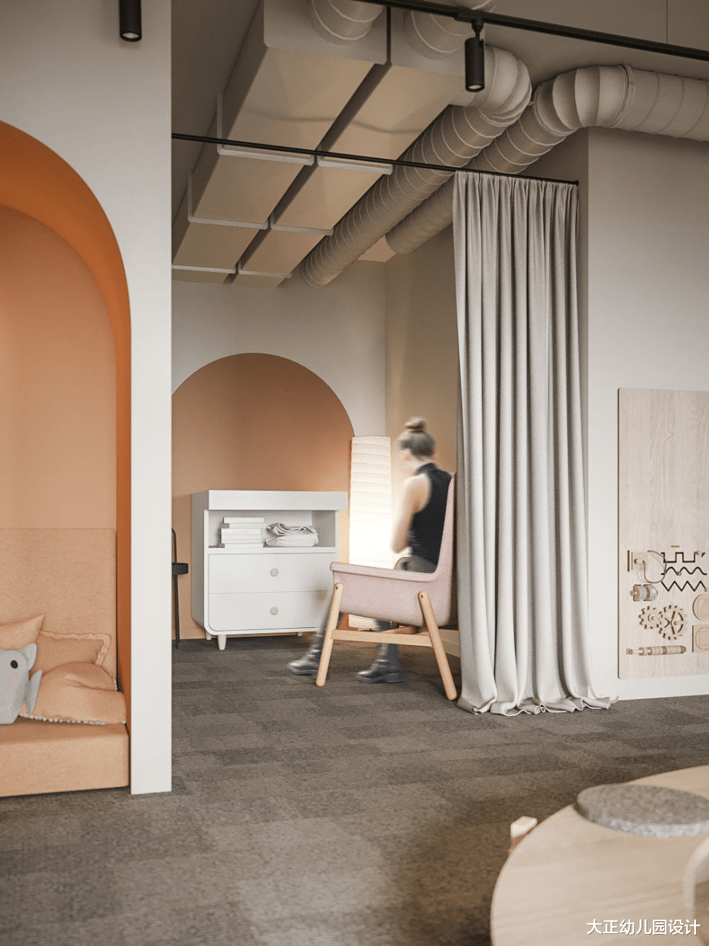 儿童空间分享：天然材料、暖色调，构建一个温馨如家的儿童中心